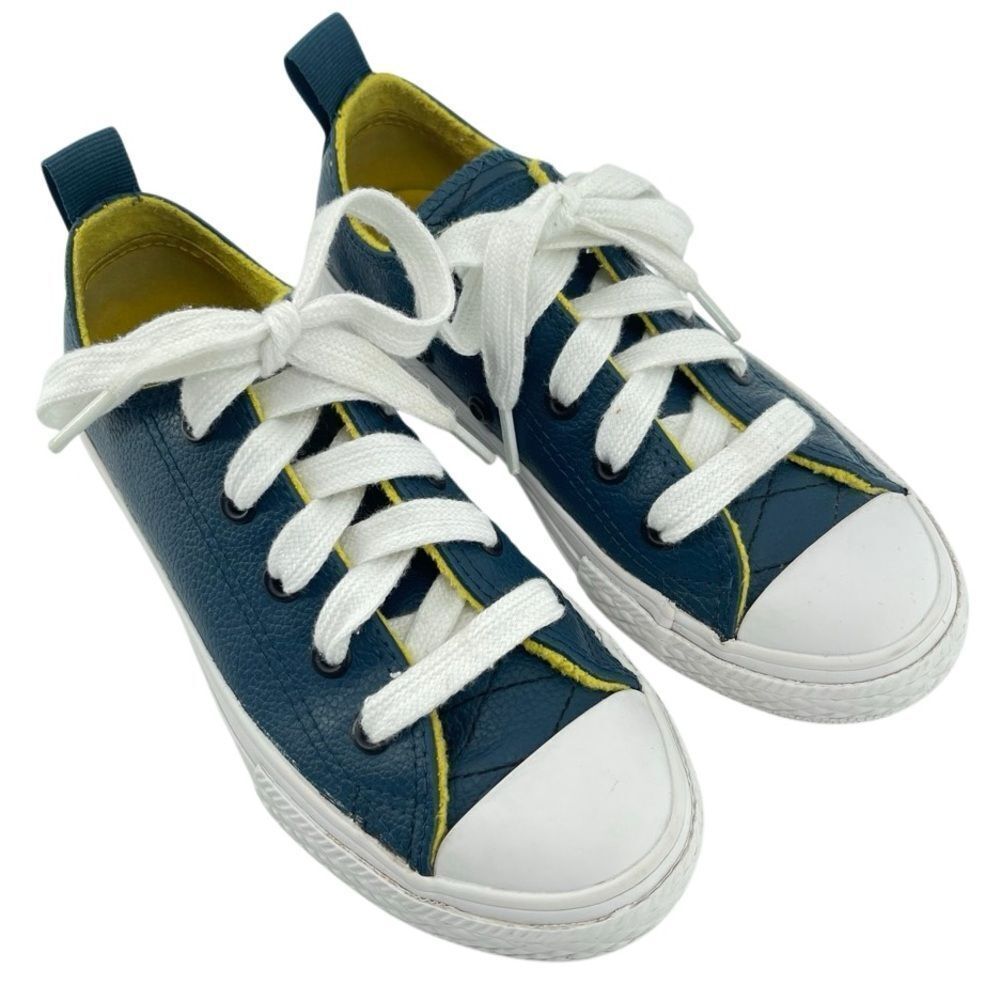 Converse Chuck Taylor Unisex Kids Blue Leather Low Top Sneakers | Size 13